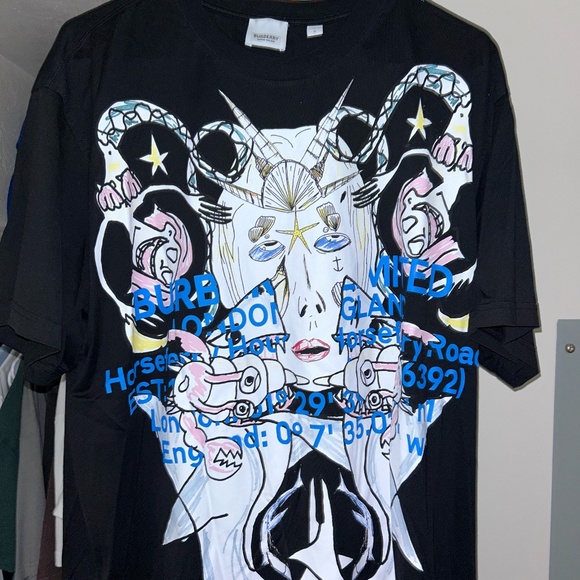 BURBERRY Black Montage Print Oversized T-Shirt (L)